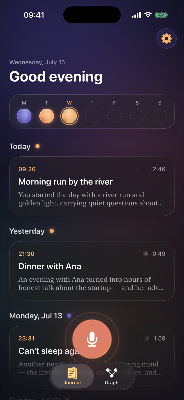 Diario de Echo: una semana de orbes de colores y entradas tituladas Morning run by the river y Dinner with Ana